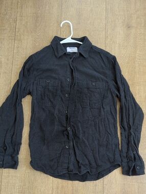 Old Navy Black Men's Brushed Cotton Button-Down Shirt